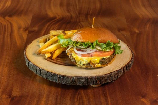 Teddy's bacon cheeseburger with fries